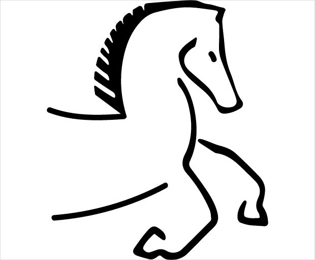 horse outlined cartoon outline