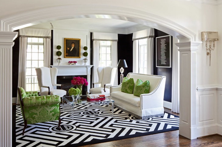 contemporary black and white living room
