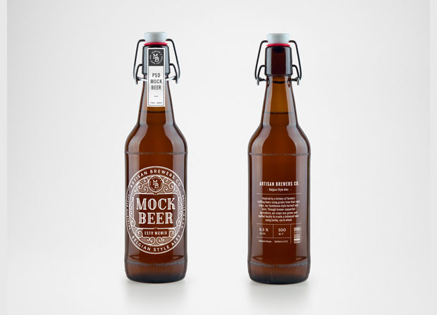artisan beer bottle mockup