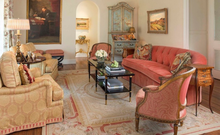 victorian pink sofa living room design