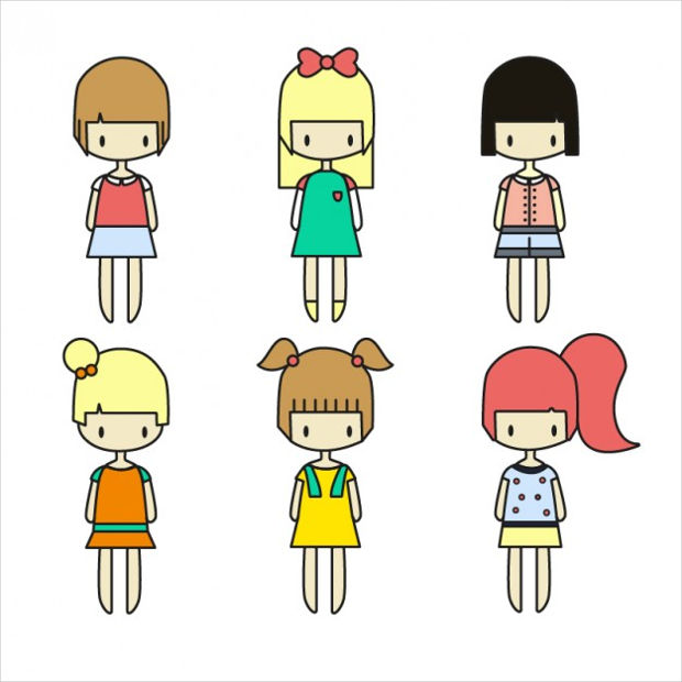 variety of cute girls vector