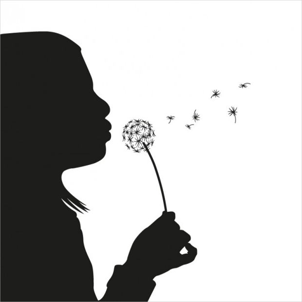 girl with dandelion silhouette
