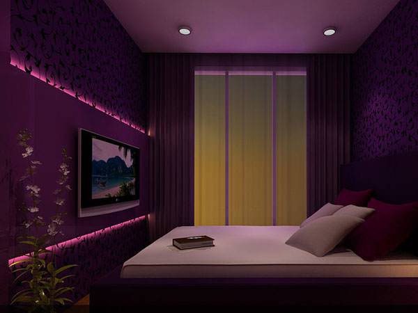 bedroom design for royal purple look