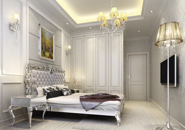 silver bedroom designs for royal look