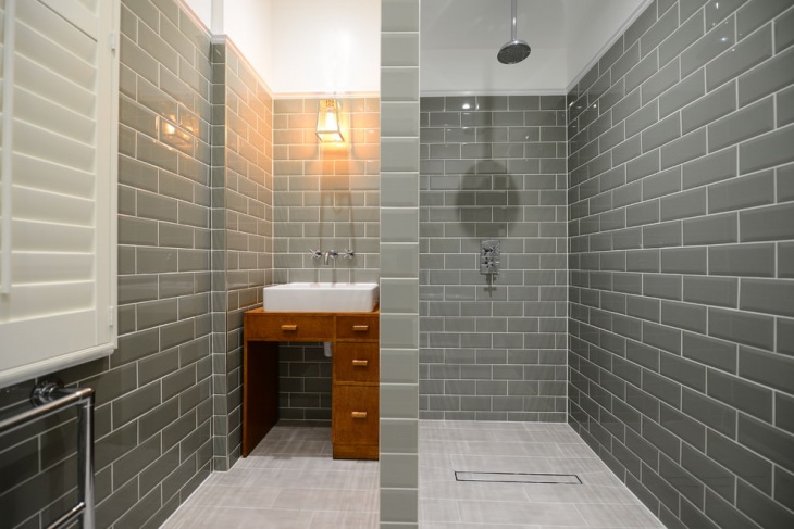gray tiles small bathroom design