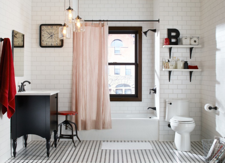 eclectic small bathroom