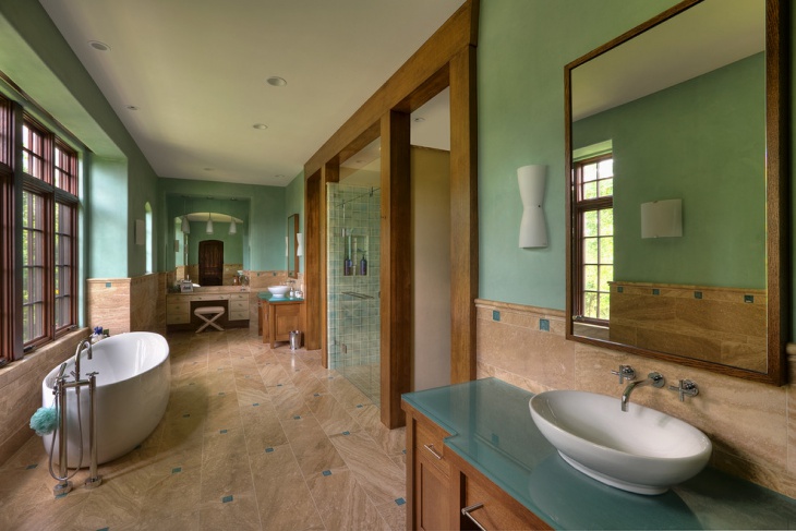 master bathroom with green walls design