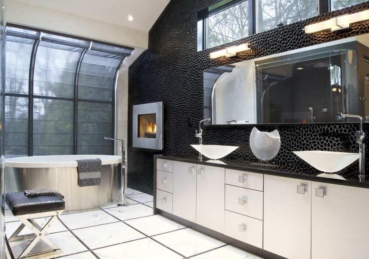 white and black bathroom decor idea