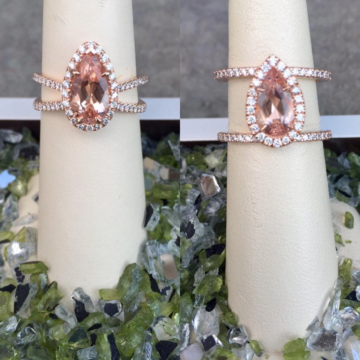 pear shaped rose gold diamond ring