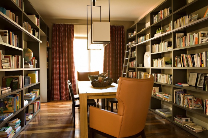 small contemporary library home office