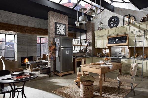 brick wall industrial style design 