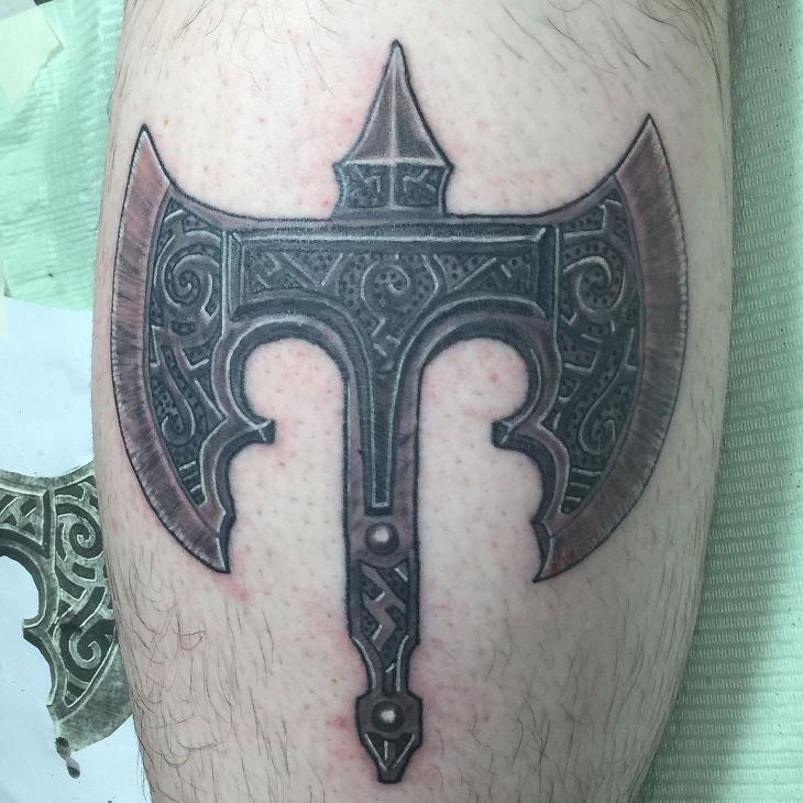 awesome viking axe tattoo