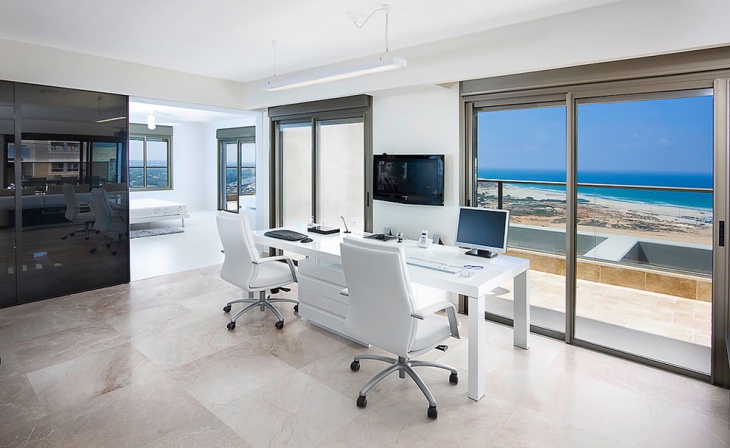 contemporary white home office design