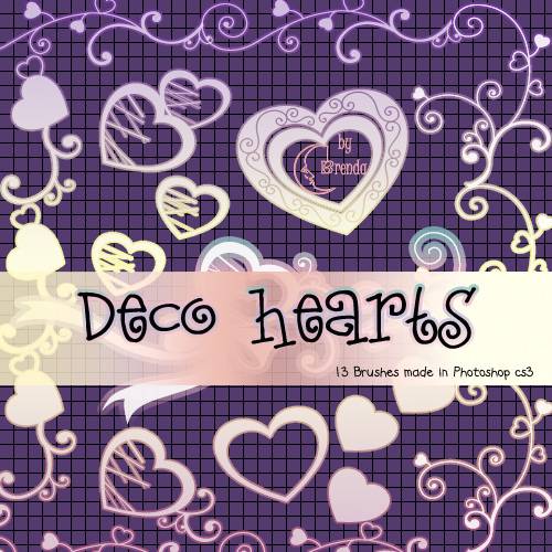 deco hearts brushes