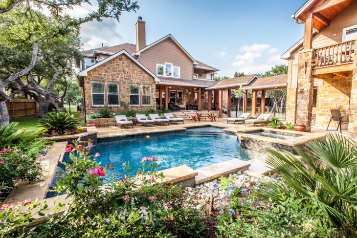 luxury pool design with plantation