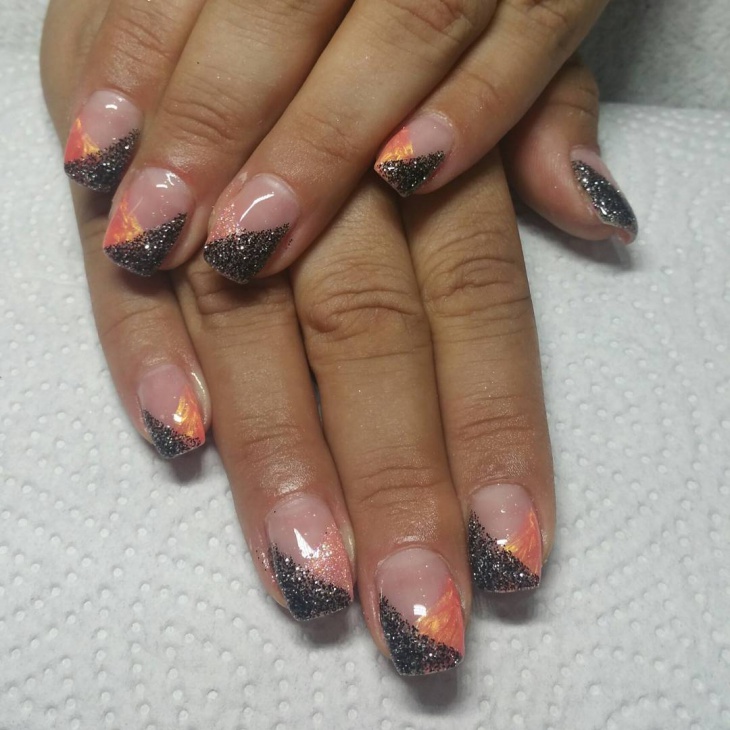 two color glitter french nail