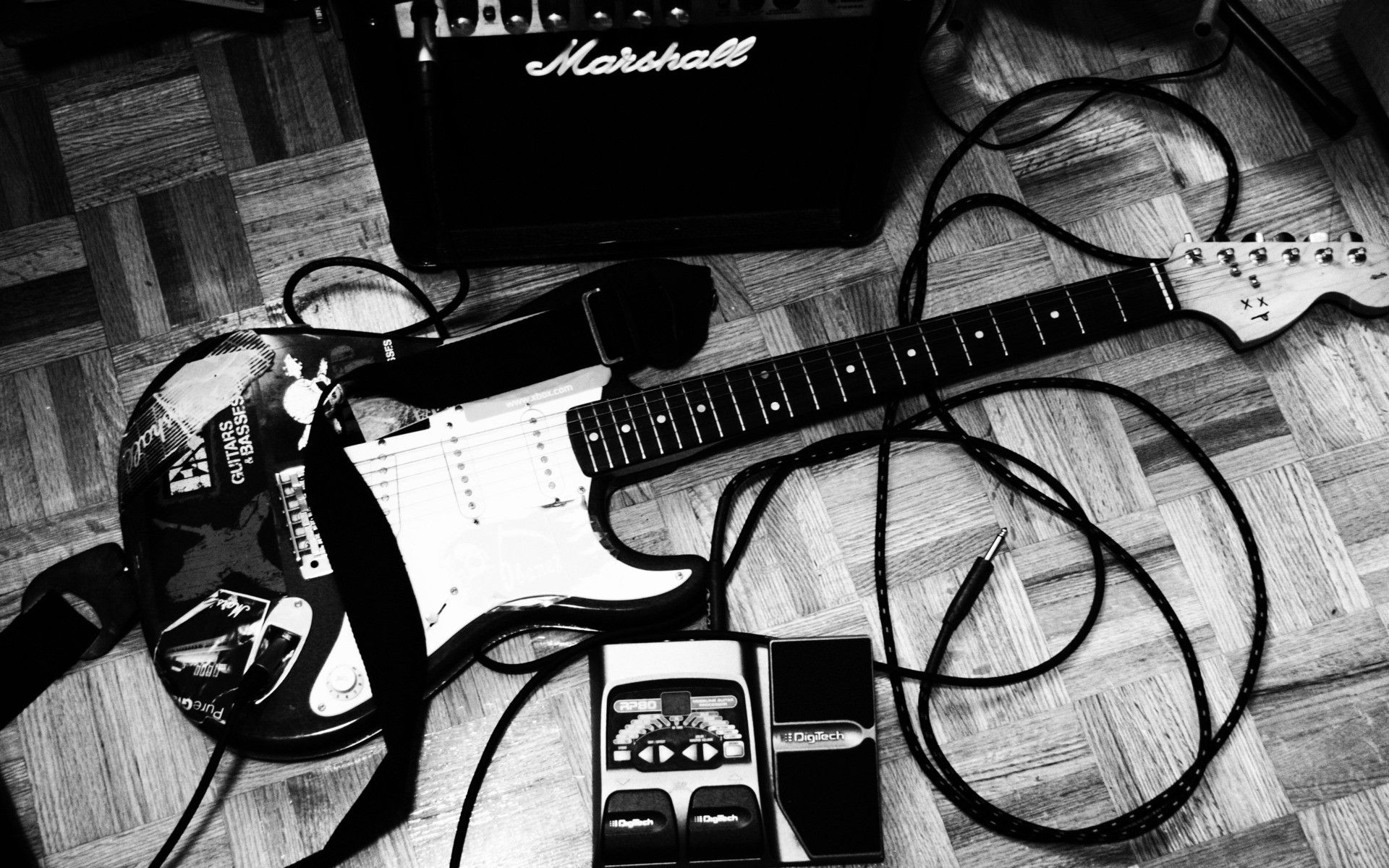 hard rock guitar desktop background