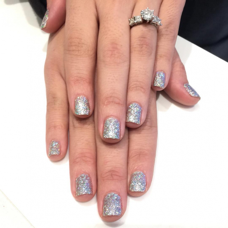 white sparkle nail design1