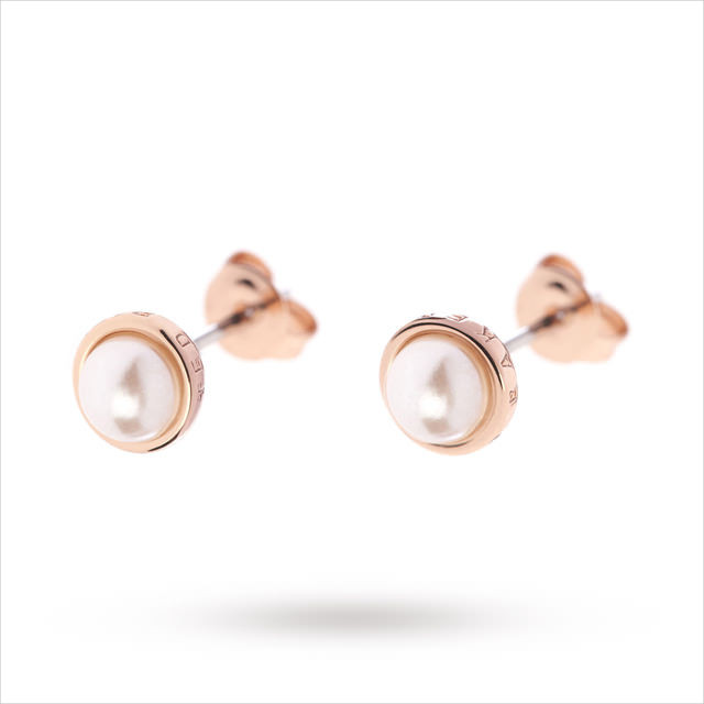 simple pearl rose gold earrings
