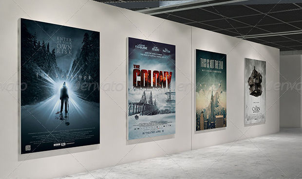 realistic poster gallery mock up