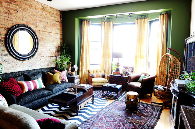 global eclectic living room design