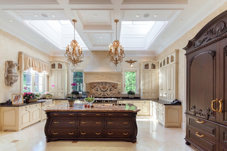 luxury kitchen with skylight