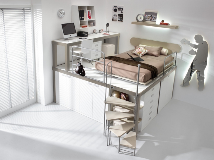 minimalist bedroom with desk