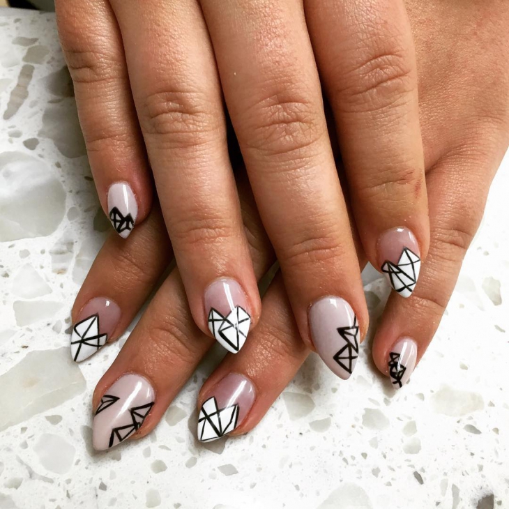 diamond and white nail art