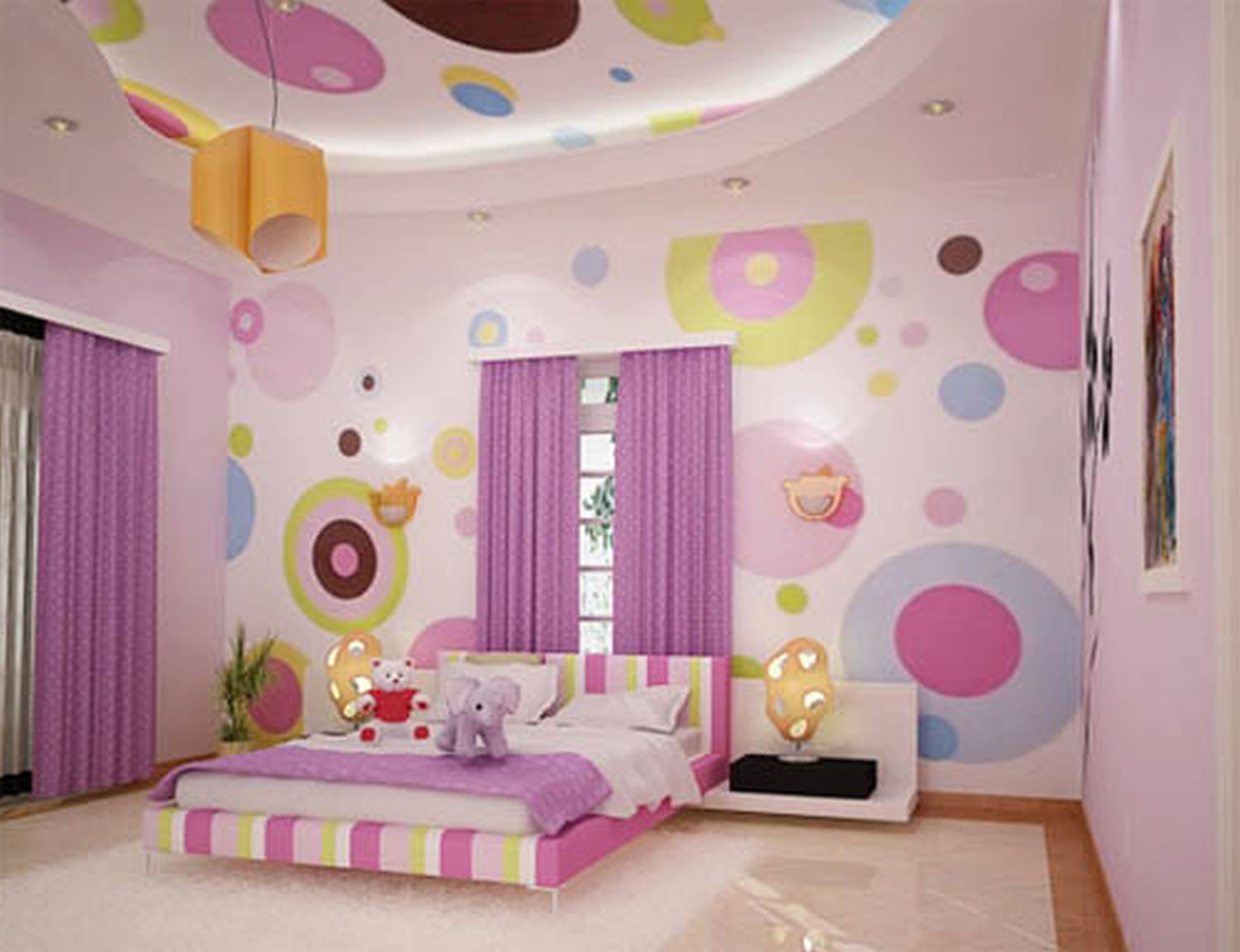 painting polka dot interior wall design
