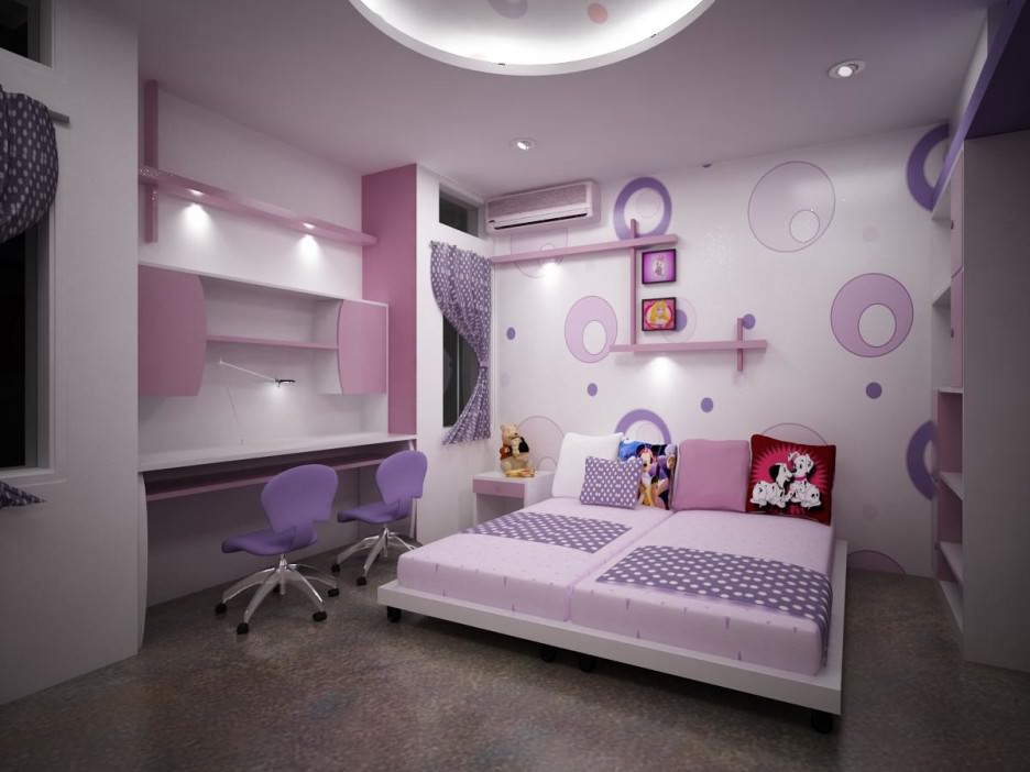 white room polka dot interior wall design