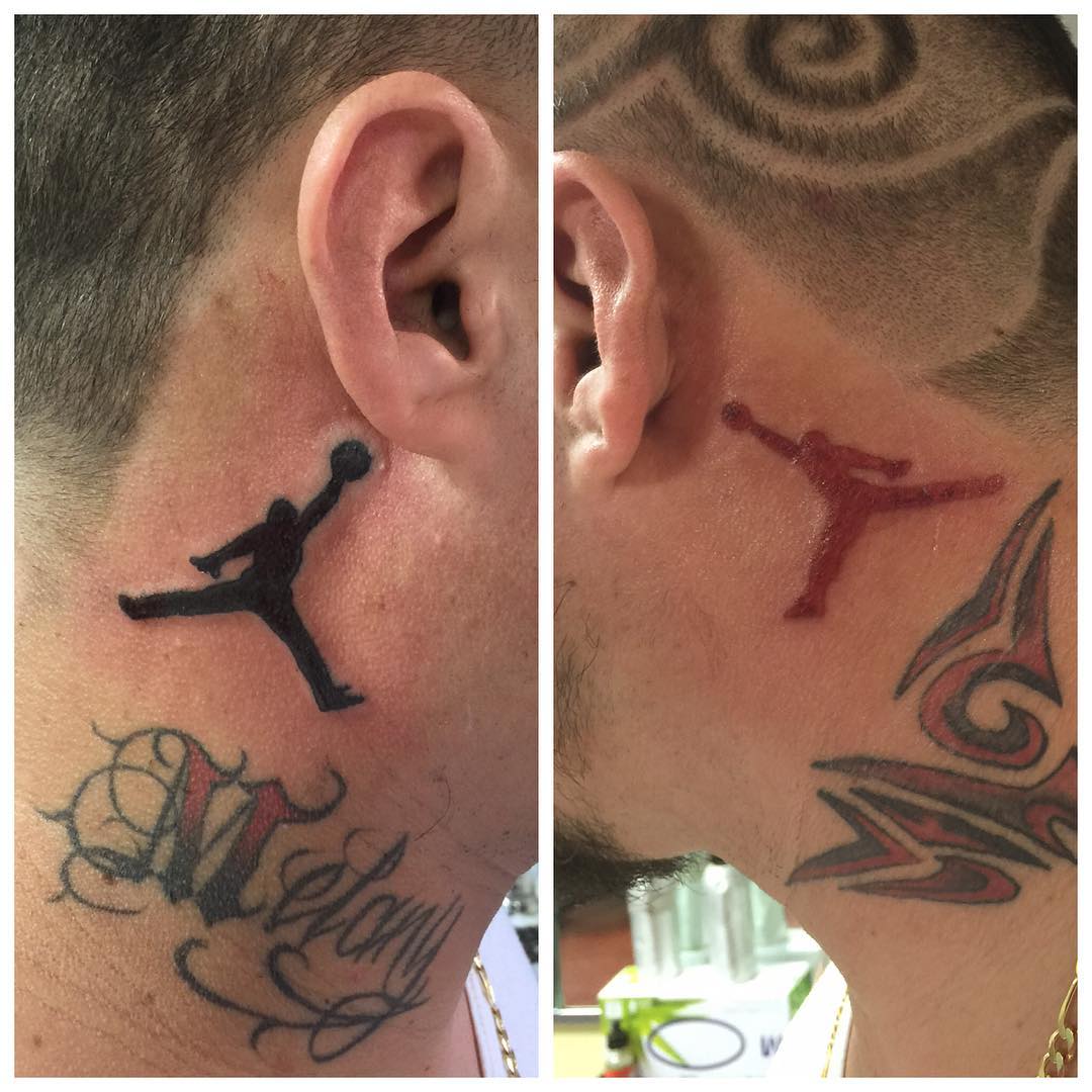 basketball neck tattoo design