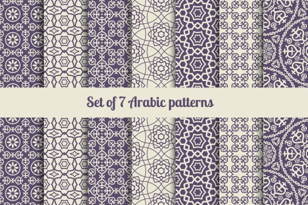 set of 7 arabic patterns