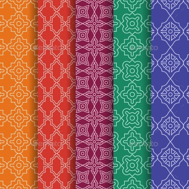 set of arabic geometric seamless patterns