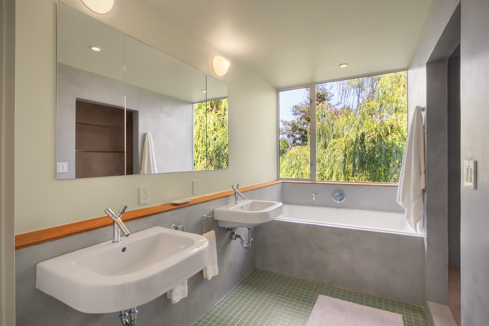 minimalist bathroom design with tub