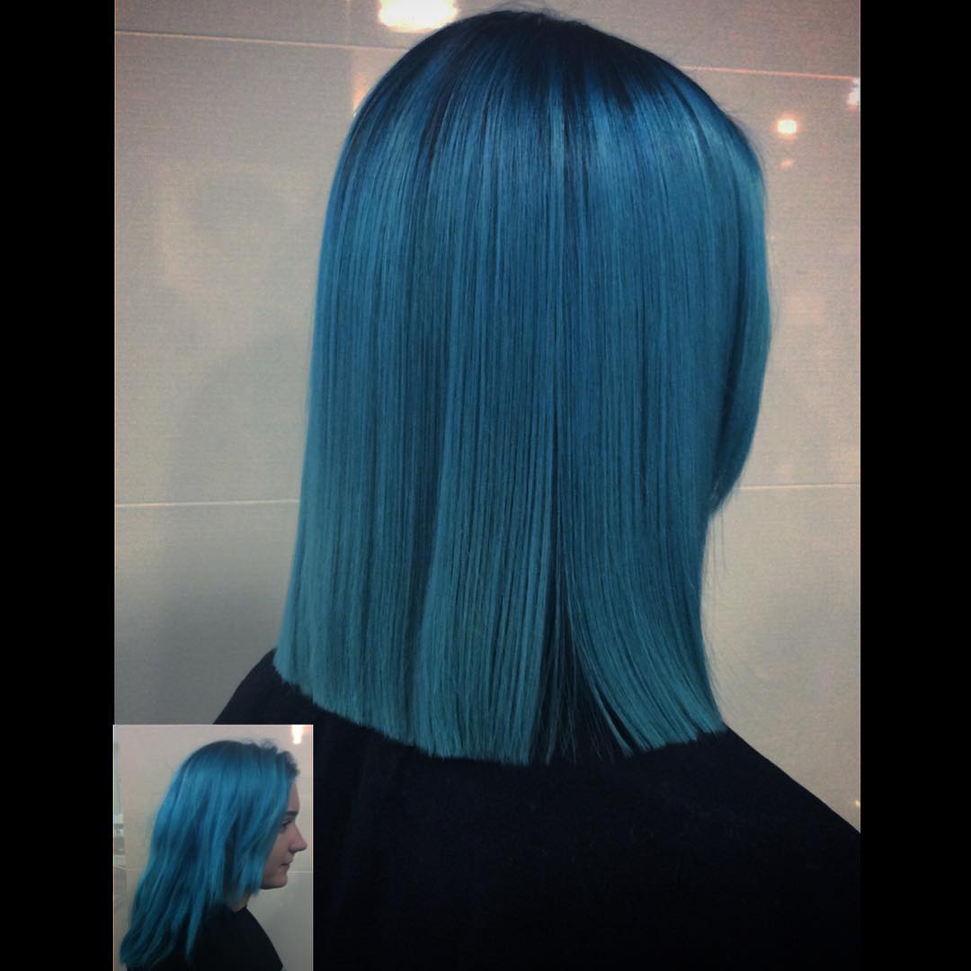 blue shade blunt haircut