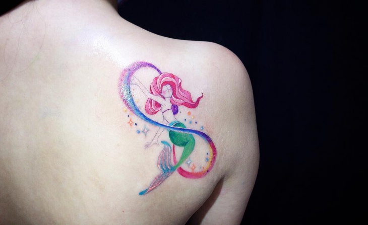 mermaid girl tattoo design on shoulder