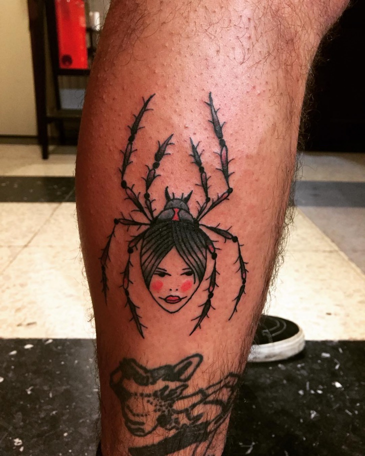 creepy girl tattoo design