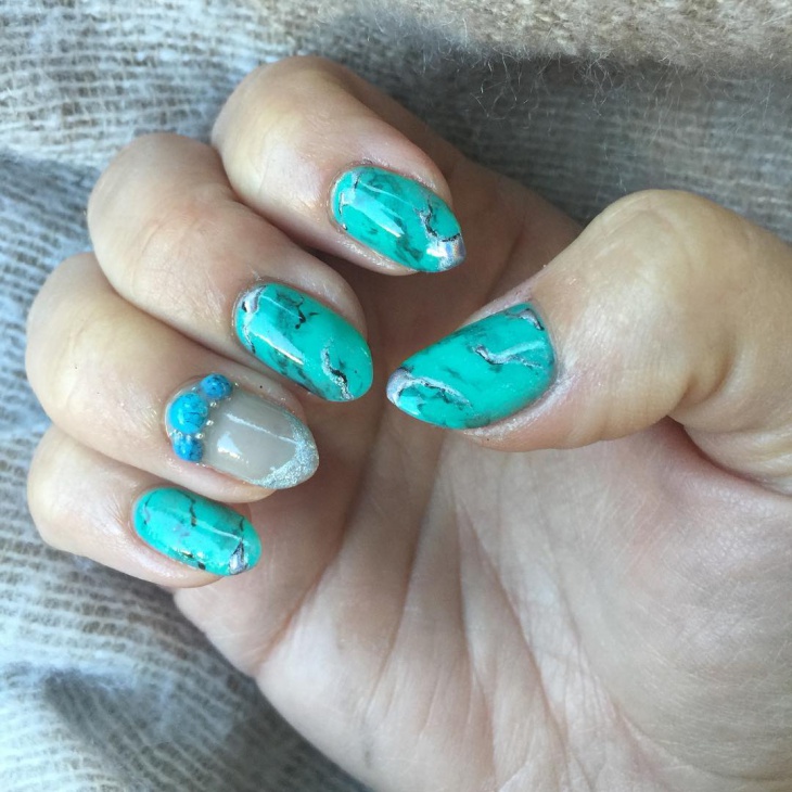 cool turquoise nail design