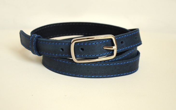 blue leather belt for women