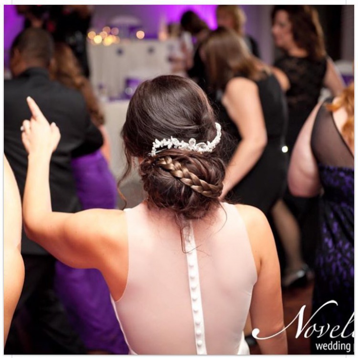 bridal long braided hairstyle updo