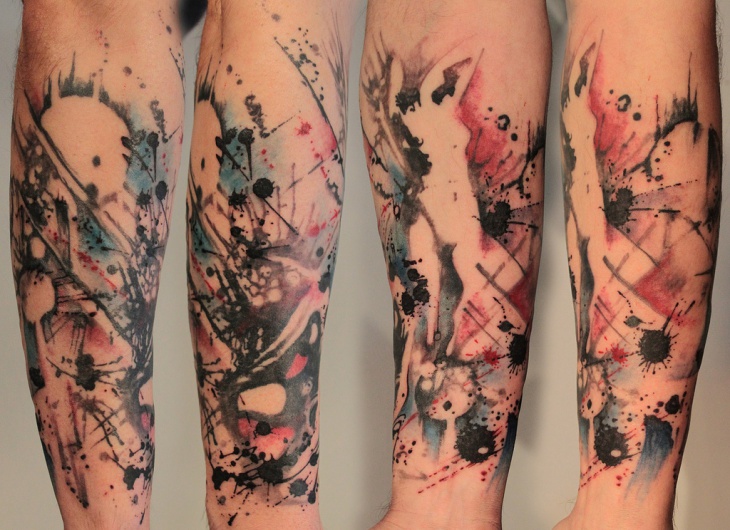 abstract ladies sleeve tattoo