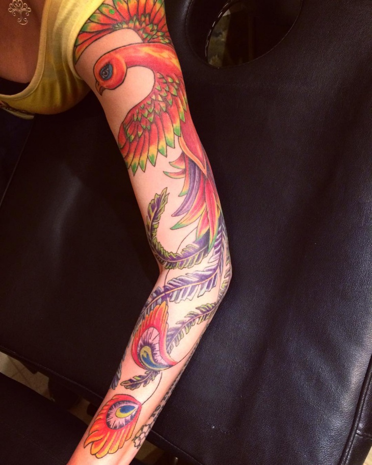 full sleeve phoenix tattoo