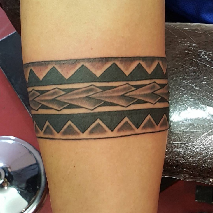 black n grey tribal band tattoo design