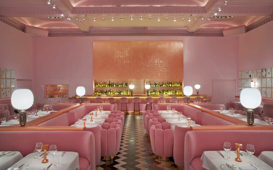 pink restaurant dining room design