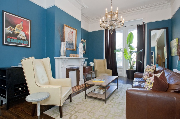 blue victorian living room
