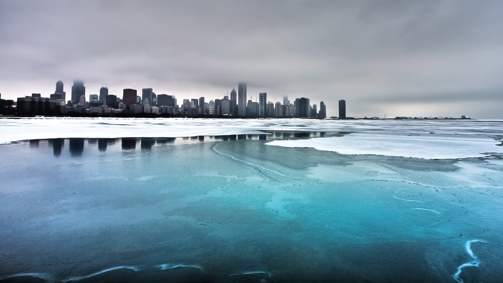 frozen city landscape