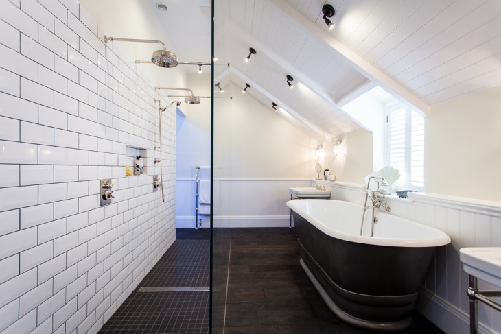classy white tiles bathroom model