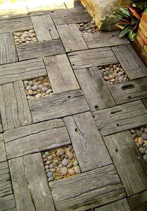 pebble garden floor pebbles wooden stone hometalk pavers designs backyard yard landscaping decorating