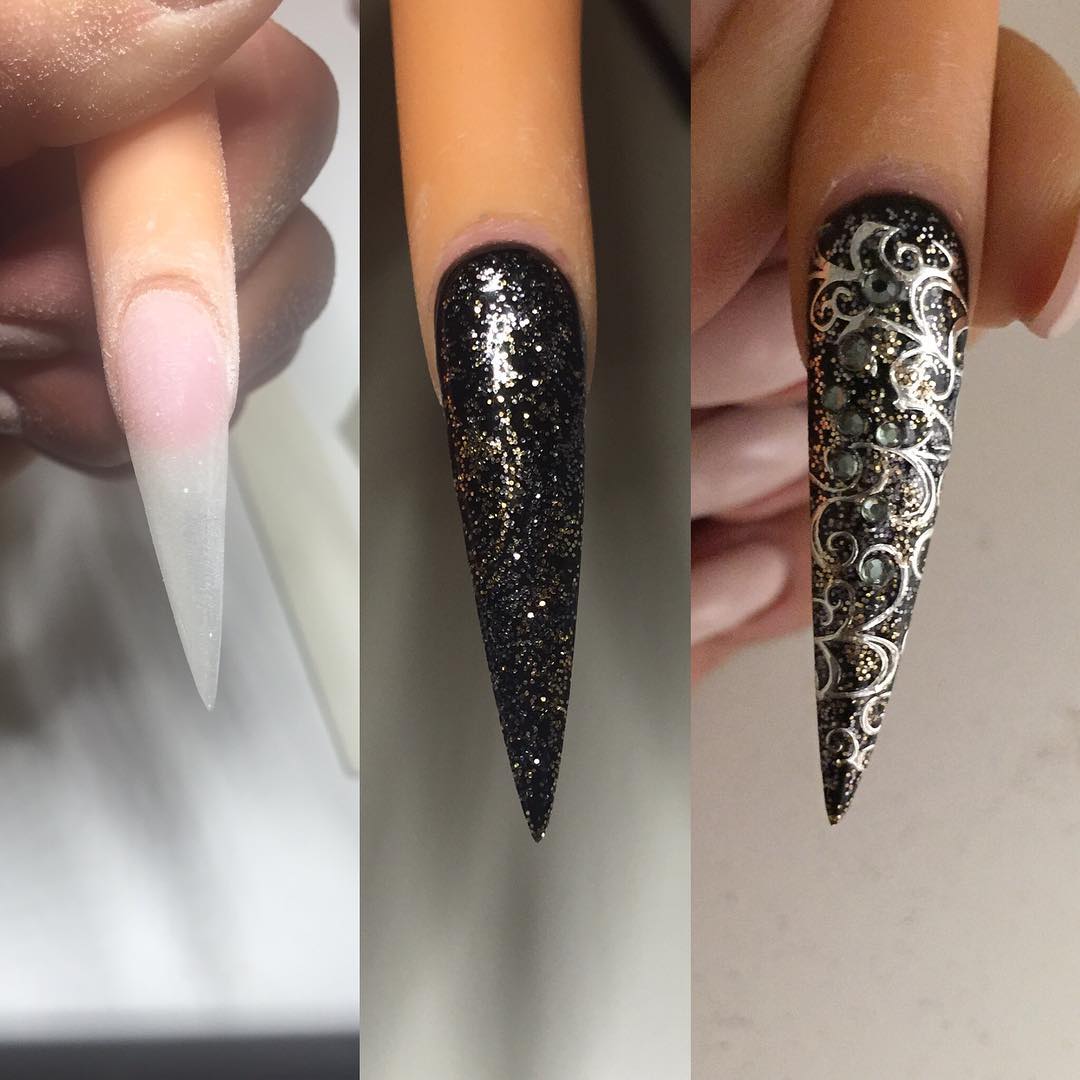 designed black nail art