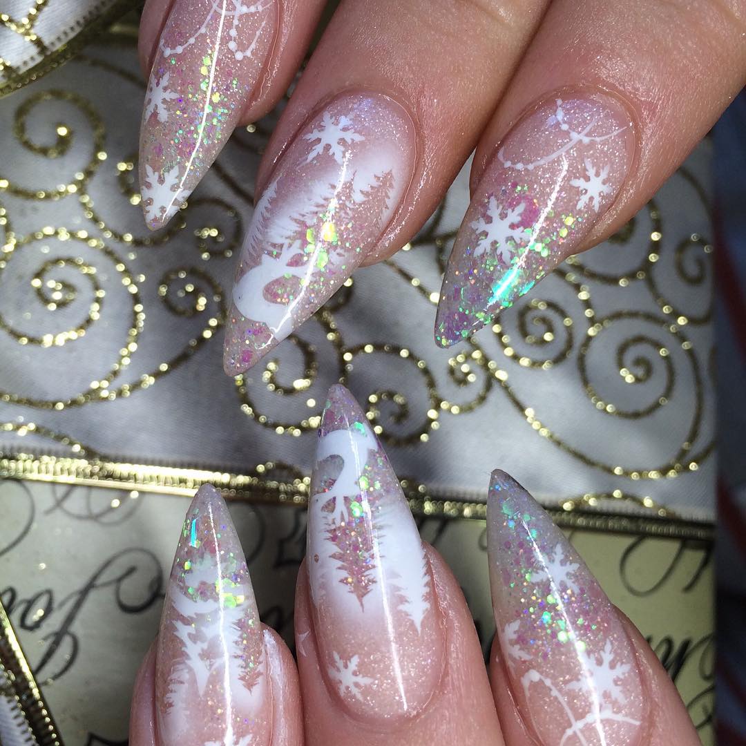 christmas glitter nail design